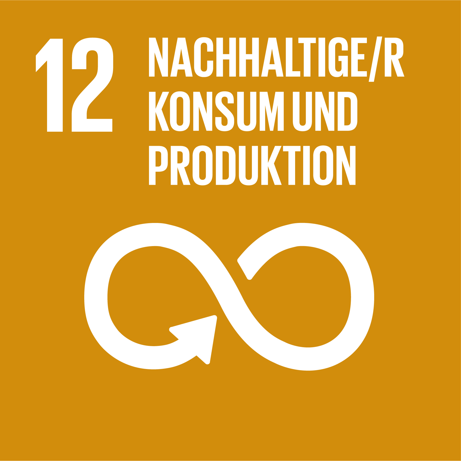 Die Kachel des Sustainable Development Goals Nr. 12. Für nachhaltige Konsum- und Produktionsmuster sorgen