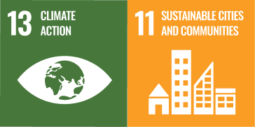 Die Kacheln der Sustainable development goals 11 und 13 - das Projekt Aedifion App zahlt als Proptech auf diese beiden Ziele, Klimaschutz und Nachhaltige Städte, ein.