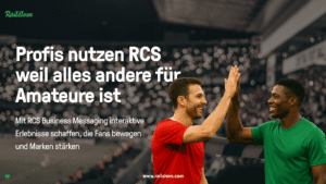 profis nutzen RCS weil allea andere für Amateure ist. mit zwei Fußballern die sich über einen Sieg freuen